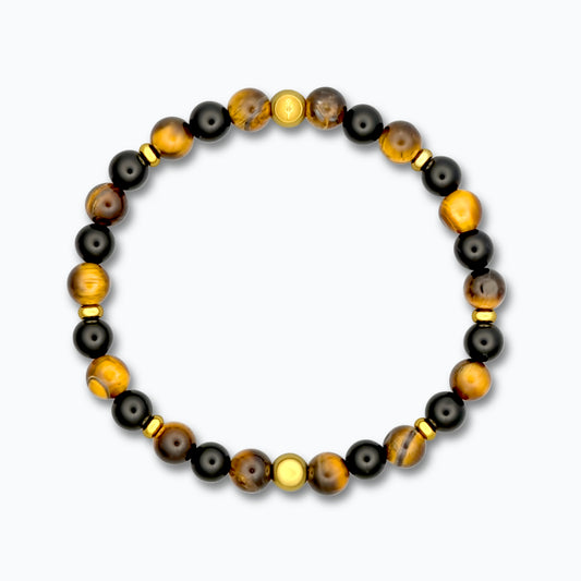 Tiger Eye & Obsidian with gold